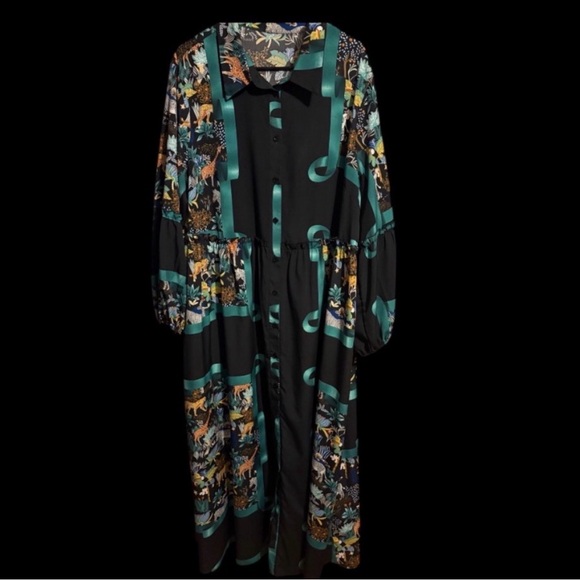 Floral Black and Green Maxi Dress - Picture 7 of 7